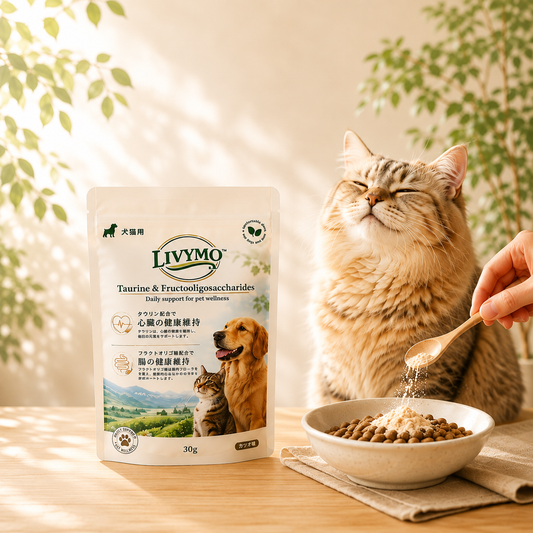 LIVYMO（リビモ） 猫用タウリンサプリ ふりかけタイプ 30g｜タウリン・フラクトオリゴ糖・イヌリン配合・カツオ味