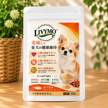 LIVYMO犬用タウリンサプリ30g｜イヌリン・フラクトオリゴ糖配合の犬用ふりかけサプリ