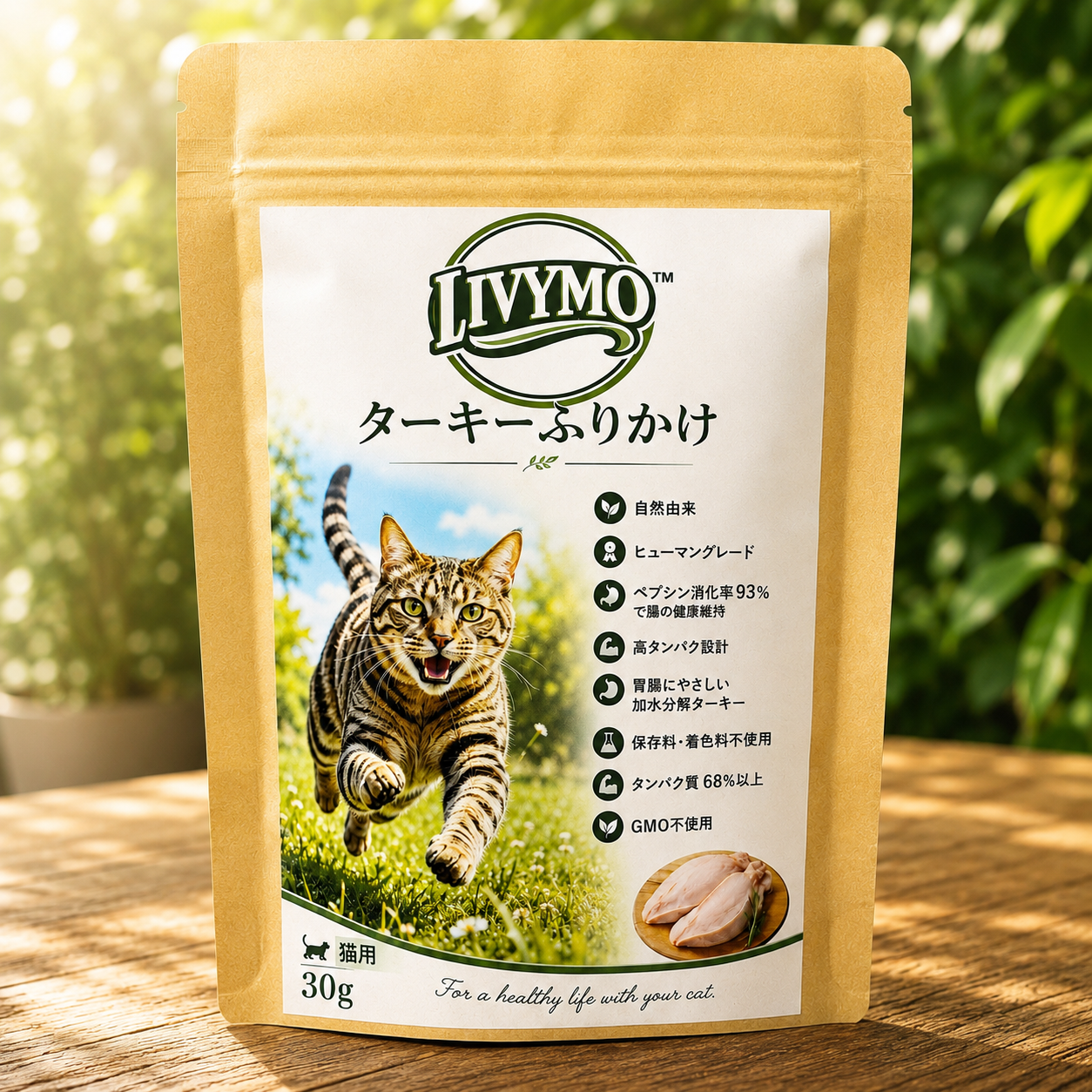 LIVYMO(リビモ) 猫用ターキーふりかけ　タンパク質68%　1パック x 30g